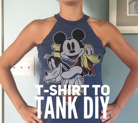 T-shirt to Tank – Corky Jane Making Tank Tops From T Shirts No Sew, How To Turn A T Shirt Into A Tank Top, Tank Top From T Shirt, Making A T Shirt Into A Tank Top, Diy T Shirt Sleeves Ideas, Turn T Shirt Into Tank Top, How To Make A T Shirt Into A Tank Top, How To Turn A Tshirt Into A Tank Top, Make Tshirt Into Tank Top