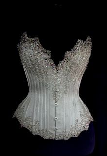 A stoned corset can be worn as part of a wedding ensemble (or a post-wedding ensemble), at a cocktail party, part of a fancy costume, or at home in front of your mirror when you feel like practicing your fancy stance.    Charlotte Davis Caterham Beaded Corset, Wedding Corset, Corset Fashion, Corsets And Bustiers, Couture Wedding, Corset Lingerie, Home Fashion, Corsets, Corset Dress