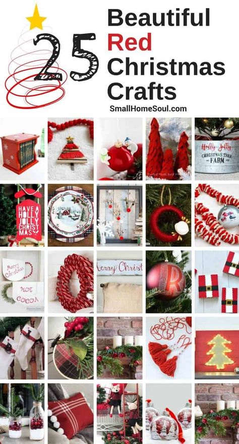 Red Christmas Decor - 25 Beautiful Crafts - Girl, Just DIY! Christmas Diy's, Christmas Tips, Red Christmas Decor, Beautiful Crafts, Red And White Christmas, Holiday Deco, Christmas Farm, Dyi Projects, White Christmas Decor