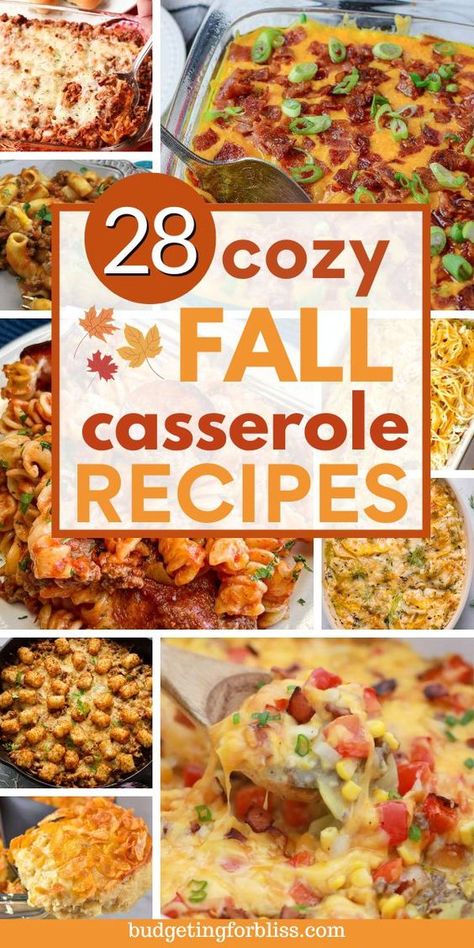 Looking for cozy casserole recipes to make this fall? Try these 28 easy fall casseroles on busy weeknights when the weather gets chilly. Find chicken, ground beef, pasta, and seasonal vegetable casseroles. These simple comfort food recipes are perfect for family dinners. Fall Dinner Casseroles, Fall Casserole, Fall Casserole Recipes, Easy Fall Dinner Recipes, Fall Casseroles, Vegetable Casseroles, Easy Fall Dinners, Fall Favorites Recipes, Vegetable Casserole Recipes