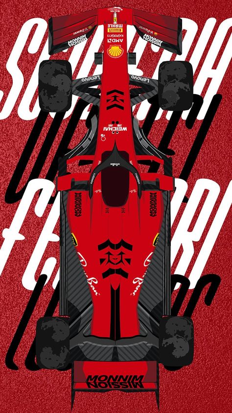 F1 Car Illustration, F1 Illustration, F1 Wallpapers, Ferrari Red, F1 Car, Ferrari F1, Scuderia Ferrari, Car Illustration, Red Art