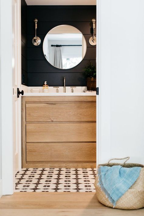 Laguna Beach Cottage Part 2 – Greige Design Black Shiplap, Beach Style Bathroom, Greige Design, Shiplap Bathroom, Ship Lap, Gorgeous Bathroom, Wood Bathroom, Bath Room, Bathroom Renos