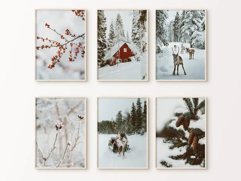 Holiday Decor Winter Set of 6 Prints Nordic Print Christmas - Etsy Italia Christmas Gallery Wall, معرض فني, Winter Poster, Perfect Photography, Gallery Wall Art Prints, Snowy Landscape, Nordic Decor, Nordic Wall, Gallery Wall Decor