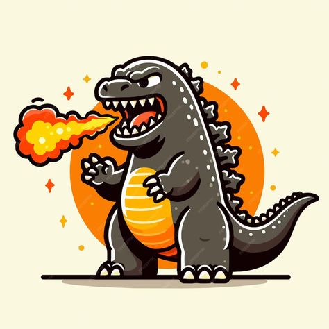 Premium Kawaii Godzilla, Cartoon Godzilla, Godzilla Cute, Chibi Godzilla, Godzilla Cartoon, Imagenes Cute, Cute Godzilla, Book Bricks, Godzilla Drawing