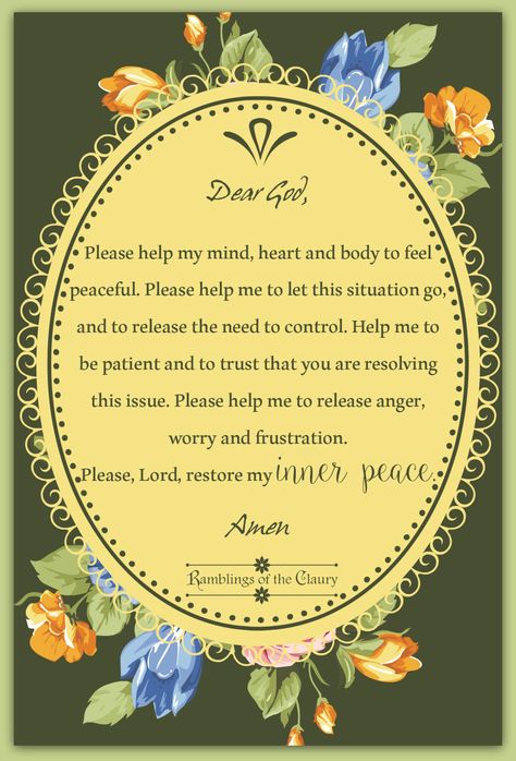 Dear God, Please help my mind, heart and body to feel peaceful.  Please help me to let the situation go. Please help me release the need to control. Please help me to be patient and to trust that you are  resolving the issue. Please help me to release anger, worry and frustration. Please Lord, restore my inner peace. #prayer #peace #anger #frustration #release #god Prayers For Anger, Prayer For Guidance, Prayer For Peace, Prayer For Protection, Prayers For Strength, Spiritual Prayers, Gospel Message, Prayer Verses, Prayers For Healing