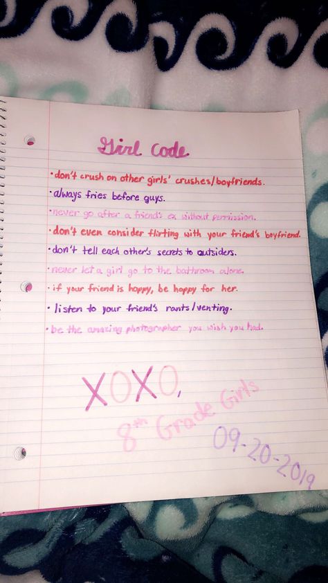 Mean Girls Rules List, Girl Code Book, Girl Code Rules, Bsf Stuff, Room Rules, Increase Height Exercise, School Advice, Crazy Best Friends, Healthy Life Hacks