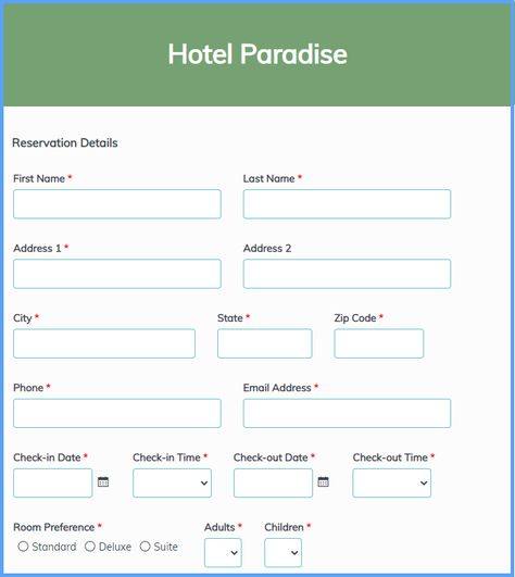 Hotel Reservation Forms And Templates Hotel Paper Design, Hotel Reservation Design, Hotel Information Booklet, Hotel Check In, Hotel Reservation Form, Check In Hotel, Hotel Marketing Design, Reservation Form, First Job Resume