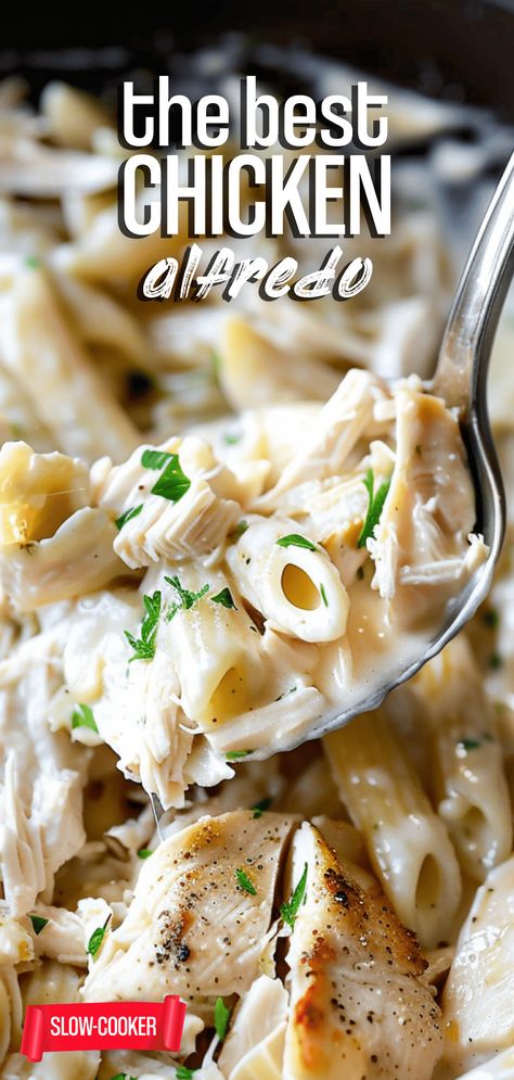 Slow Cooker Chicken Alfredo – Chasety Slow Cooker Chicken Alfredo, Cajun Chicken Fettuccine, Chicken Alfredo Sauce, Crockpot Chicken Alfredo, Costco Rotisserie Chicken, Slow Cooker Pasta Recipes, Chicken Broccoli Pasta, Crockpot Pasta Recipes, Chicken Fettuccine Alfredo