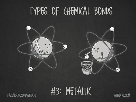 Chemical Bonds- Metallic Biology Jokes, Chemical Bonds, Science Display, Element Chemistry, Chemistry Classroom, Chemistry Humor, Chemistry Jokes, Chemical Bond, Teaching Chemistry