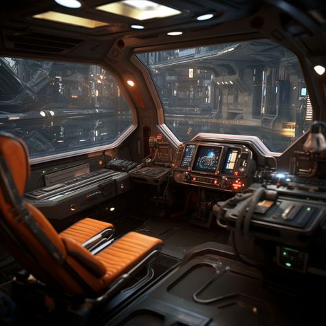 Space Exploration Aesthetic, Scifi Cockpit, Star Wars Cockpit, Sci Fi Cockpit, Spaceship Interior Design, Spaceship Interior Cockpit, Starship Interior, Futuristic Rooms, Spaceship Cockpit