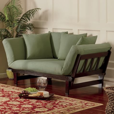 Lounger Sofa Bed, Sage Lounger Sofa, Beds For Small Spaces, Comfy Living Room Furniture, Teal Cushions, Unique Looks, Elegant Bedding, Futon Sofa Bed, Montgomery Ward, Comfy Sofa