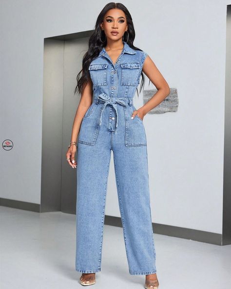 https://dengss.clothing/dengss-sleeveless-belted-shirt-denim-jumpsuit/?feed_id=3534208&_unique_id=66b8151fb17ef&utm_source=Instagram&utm_medium=28dengss&utm_campaign=FS%20PosterColor: BlueStyle: CasualPattern Type: PlainType: ShirtNeckline: CollarDetails: Belted, Pocket, Button FrontSleeve Length: SleevelessWaist Line: High WaistLength: LongFit Type: Regular FitFabric: Non-StretchMaterial: DenimComposition: 69% Cotton, 15% Polyester, 13% Viscose, 3% ModalCare Instructions: Machine wash, do no... Unique Fashion Outfits, Clothing Model, Model Beauty, Shoes Shop, Denim Jumpsuit, African Dress, Cute Shoes, Denim Fashion, Waist Size