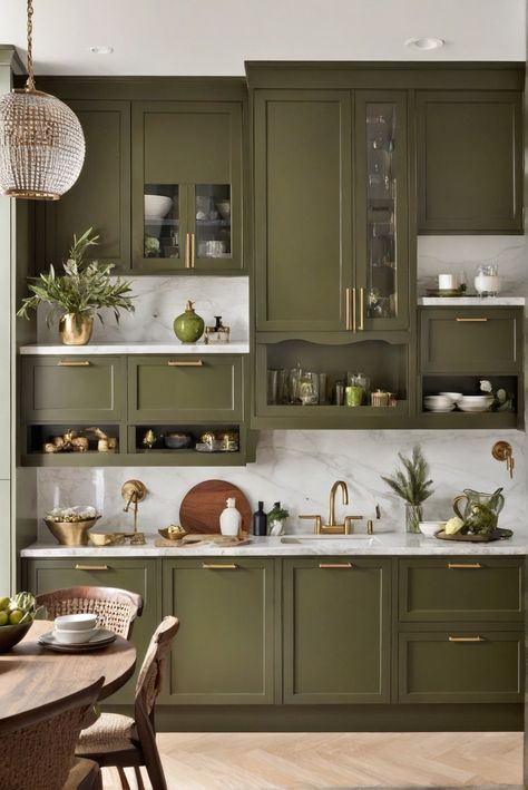 1. Home decor
2. Kitchen accessories
3. Olive green cabinets
4. Interior design Olive Green Countertops, Modern Vintage Interior Design Kitchen, Fern Green Kitchen Cabinets, Decorating With Olive Green, Olive Cabinets Kitchen, Olive Green Cabinets Kitchen, Olive Kitchen Cabinets, Kitchen Aesthetic Green, Green Kitchen Wallpaper