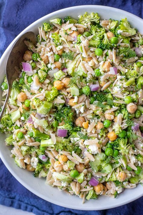 Orzo Broccoli Salad, Lemon Dill Orzo, Broccoli Salad No Mayo, Dill Orzo, Orzo Broccoli, Vegetarian Broccoli Salad, Salad Dressing Recipes Vinaigrette, Raw Broccoli Salad, Easy Homemade Salsa Recipe