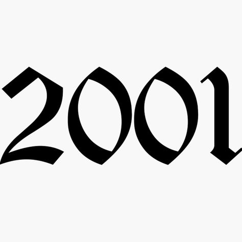 2001 Old English Font Tattoo, 2001 Tattoo Font, Old English Font Tattoo, 2001 Tattoo, Lettering Malandro, Number Tattoo Fonts, Font Sticker, Fonts Quotes, Patchwork Tattoo