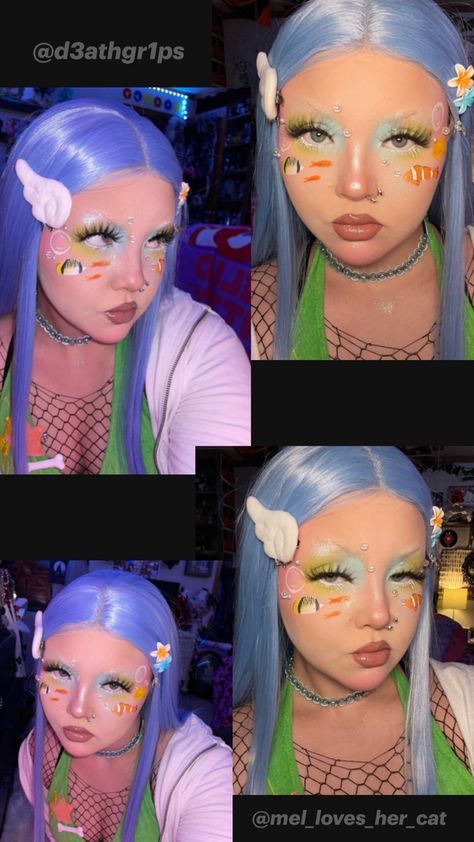 A Cute fruitiger Aero styled makeup look. Credits to @Mel_loves_her_Cat Fruitger Aero, Artsy Makeup, Mint Gum, Frutiger Aero, Makeup Obsession, Ap Art, Art Inspiration Drawing, Pink Glitter, Makeup Art