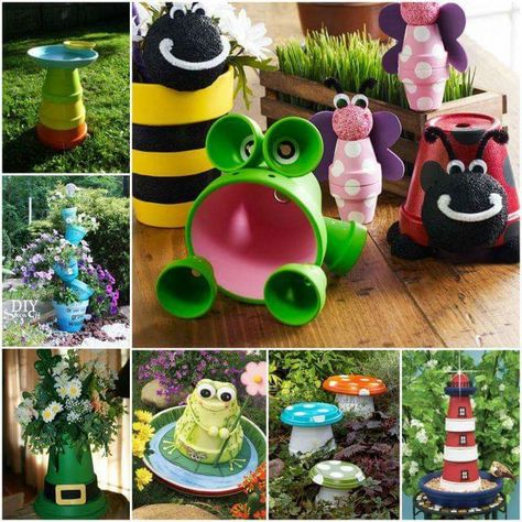 Love the frogs Fun Garden Projects, Pot Diy, Clay Pot Projects, Terra Cotta Clay Pots, Flower Pot People, Clay Pot People, Flower Pot Art, Terra Cotta Pot Crafts, Painted Clay Pots