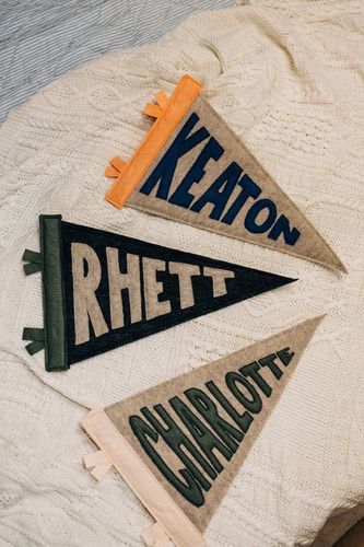 Custom Pennant Flags, Name Pennant, Baseball Pennants, Custom Pennants, Felt Name, Pennant Flags, Sport Banner, Bedroom Decorations, Feeling Inspired