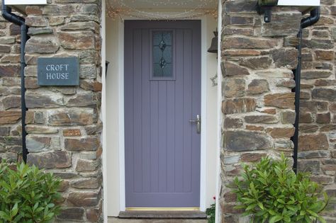 Purple front door paint Gray Front Door Colors, Purple Front Door, Grey Front Door, Front Door Colours, Purple Front Doors, Front Doors Uk, Best Front Door Colors, Exterior Gray Paint, Exterior Door Colors