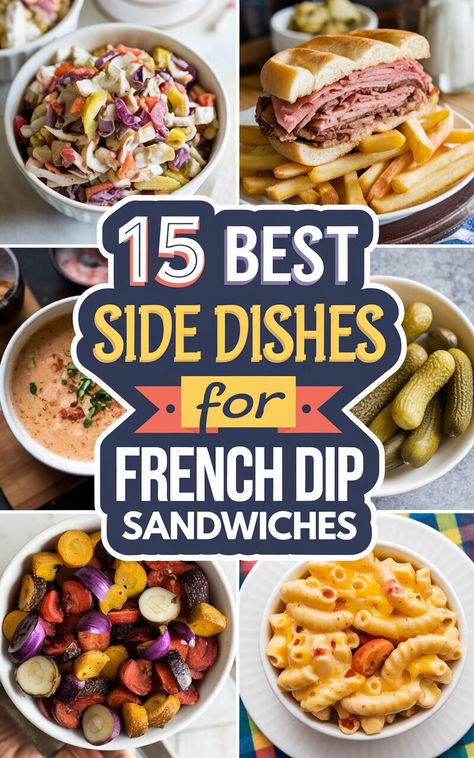 Elevate your French Dip game with these mouthwatering side dishes! 🤤🥪 #FrenchDip #Sandwiches #SideDishes French Dip Sandwich Side Dishes, Sides To Sandwiches, Side Dish For French Dip Sandwich, Sides With French Dip Sandwich, What To Serve With French Dip Sandwiches, Sides For Italian Beef Sandwiches, French Dip Sides, French Dip Sandwich Sides, Side Dishes For Sandwiches