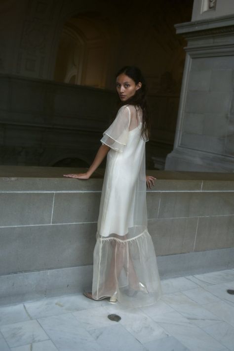 Silk Organza Dress, Tiered Sleeve, Organza Wedding Dress, Autumn Bride, Organza Wedding, Organza Dress, Silk Charmeuse, Silk Organza, Silk Slip