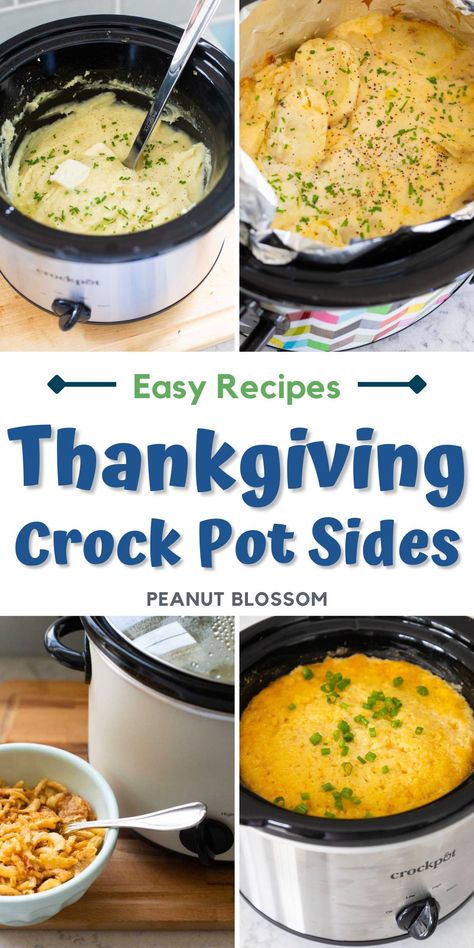 Save so much room in your oven when you make these easy Crockpot Thanksgiving sides. They'll keep warm on the buffet table for hours and are a hands-off way to make most of your holiday side dishes including potatoes, stuffing, green beans, and more! Crock Pot Thanksgiving Recipes, Crock Pot Thanksgiving, Crockpot Thanksgiving, Easy Thanksgiving Recipes, Thanksgiving Drinks, Thanksgiving Dishes, Crockpot Dishes, Thanksgiving Sides, Crock Pot Slow Cooker