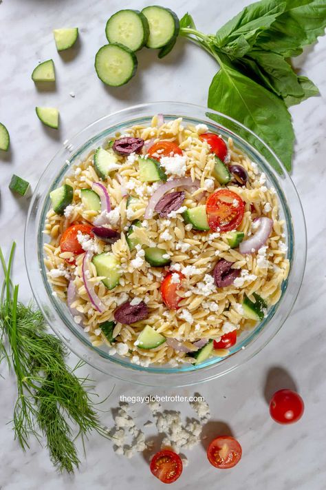 Greek Orzo Pasta Salad Best Summer Pasta Salad, Greek Orzo Pasta Salad, Greek Orzo Pasta, Pasta Orzo, Salad Recipes With Bacon, Pasta Salad With Spinach, Greek Orzo, Greek Pasta Salad Recipe, Summer Pasta Salad Recipes