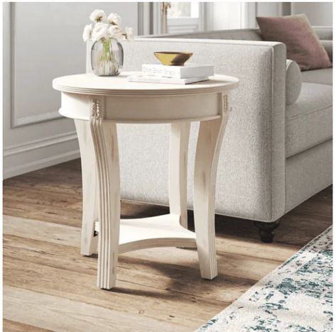 Ivory Living Room, Side Table Height, Western Living Room, Round End Tables, Tall End Tables, Small End Tables, Kelly Clarkson Home, Storage Wood, Round End Table