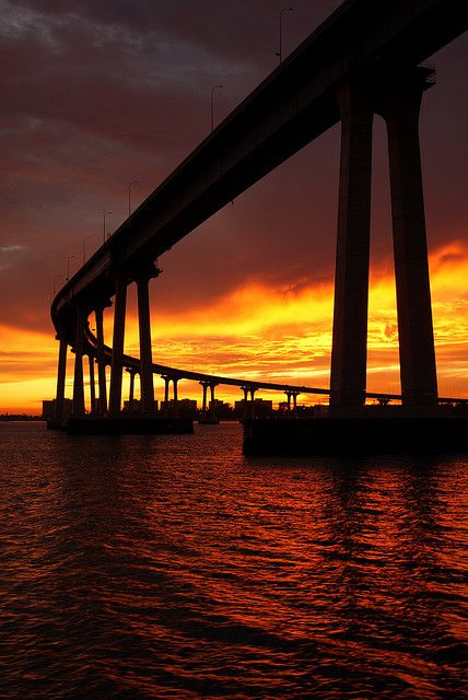 Sunset | Coronado | Bridge | San Diego San Diego Bucket List, Coronado Bridge, San Diego Art, Visit San Diego, Coronado Island, San Diego Travel, Sunset Silhouette, Tug Boats, California Dreamin'