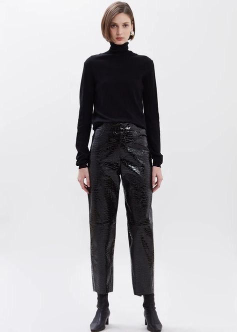 Contemporary Wardrobe, The Frankie Shop, Frankie Shop, Croc Leather, Tapered Trousers, Leather Trousers, Tapered Pants, Limited Stock, Latest Fashion Trends