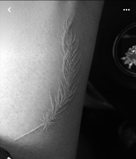 White Ink Feather Tattoo, Beautiful Feather Tattoo, White Feather Tattoo, Thyroid Tattoo, White Feather Tattoos, Ink Feather, Tattoo Feather, White Tattoos, Feather Tattoo Design