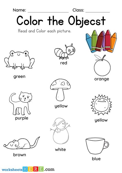 Read and Color Each Picture, Coloring Objects PDF Worksheet For Kids - WorksheetsHere.com Read And Color Worksheets Kindergarten, Colouring Worksheets For Kindergarten, Read And Color, Coloring Worksheets For Kindergarten, Color Worksheets For Preschool, Kindergarten Coloring, Natural Pain Relievers, Teaching Life Skills, Coloring Activities