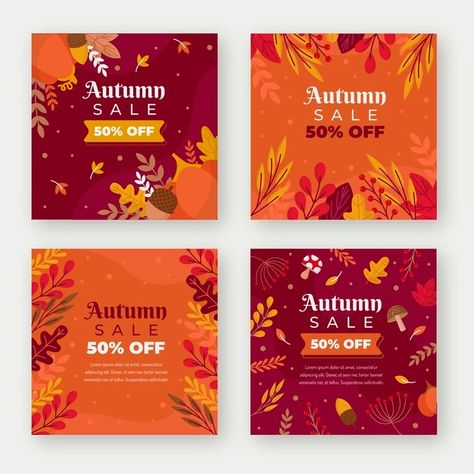 Flat autumn instagram posts collection | Free Vector #Freepik #freevector #social-media #instagram #autumn #fall Autumn Social Media Posts, Texture Music, International Youth Day, Autumn Instagram, Instagram Autumn, Nature Instagram, Fitness Instagram, Summer Instagram, Instagram Business