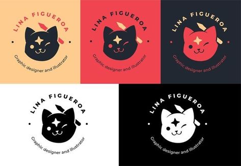 Graphic Design Logos Ideas, Inspiring Logo Design, Cats Graphic Design, Character Branding Design, Branding For Artists, Logo With Illustration, Cute Logos Design, Aesthetic Logo Ideas, Self Branding Graphic Design