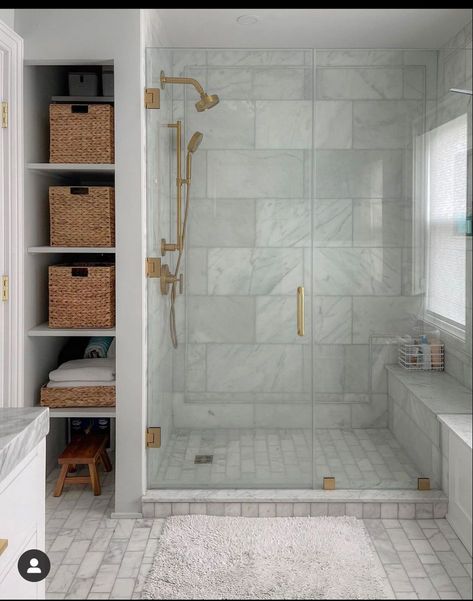 Walk In Shower With Shelves On The Side, Master Shower And Bath, Shower Nooks Ideas, Mobile Home Bathroom Remodel Ideas, 48 X 36 Shower Ideas, Small Walk In Shower Tile Ideas, Small Bathroom Steam Shower Ideas, Wall Between Shower And Toilet, Narrow Bathroom Closet