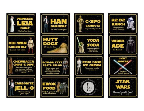 Star Wars Themed Food, Star Wars Party Food, Food Label Template, Star Wars Baby Shower, Star Wars Theme Party, Star Wars Food, Party Food Labels, Printable Star, Star Wars Decor