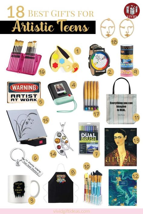 Best Gifts for Artistic Teens. Perfect ideas for artists, graphic designers, and more. Teenage Gifts, Artsy Girl, Trending Christmas Gifts, Artsy Gift, Artist Gifts, Christmas Gifts For Girls, Gifts For An Artist