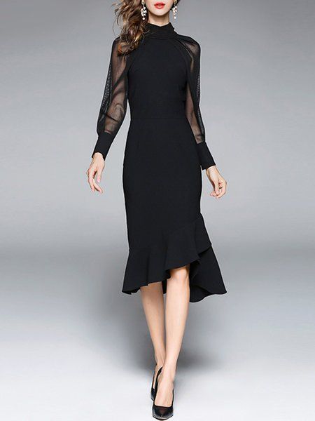 Tail Dress, 파티 드레스, Wear To Work Dress, Elegant Midi Dresses, Fishtail Dress, Party Dress Long Sleeve, Mothers Dresses, Lace Evening Dresses, Prom Dresses Long With Sleeves