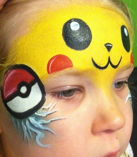 For the #picachu fan! Nice! // Pokémon Pokemon Facepaint, Pokemon Faces, Face Painting For Boys, Face Painting Tutorials, Festival Face, Face Painting Easy, Kids Face Paint, Simple Face, Face Painting Halloween