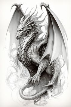 Dragon Tattoo Realistic, Cool Dragon Pictures, Horror Movie Villains, Dragon Tattoo Drawing, Realistic Dragon, Movie Villains, Dragon Tattoos For Men, Bookish Tattoos, Medieval Tattoo