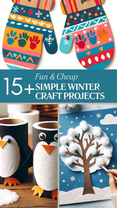 15+ adorable winter crafts for kids! These easy-to-make projects use everyday household items and are the perfect winter activity for kids of all ages. Winter Day Crafts For Kids, January Art Ideas For Kindergarten, Winter Activities In Classroom, Toddler Craft Ideas Winter, Snow Day Art Projects For Kids, Simple January Crafts For Kids, Snow Scene Craft For Kids Winter Art, Winter Art Crafts For Kids Elementary, Arts And Crafts For Kids Winter