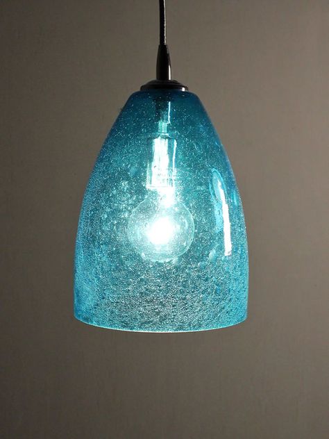 Beach Light Fixtures, Beach Kitchen Ideas, Mercury Glass Pendant Light, Square Pendant Lighting, Pendulum Lights, Aqua Pendant, Seeded Glass Pendant, Beach Lighting, Dome Home