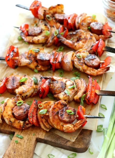 Cajun Shrimp Kabobs On The Grill, Summer Shrimp Recipes, Shrimp Kabobs, Easy Grilling Recipes, Kabob Recipes, Easy Grilling, Kebab Recipes, Cajun Shrimp, Shrimp Dishes