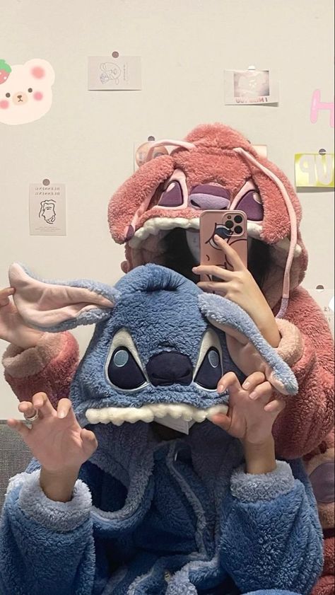 Matching Onesies, Matching Hoodies For Couples, Couple Pajamas, Matching Pjs, Classic Pajamas, Stitch Clothes, Cute Couple Outfits, Stitch And Angel, Cute Stitch