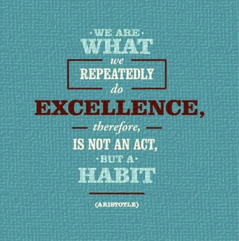 Excellence and habit quote #quotes #truth #dailyroutine #daily #routine #poster Valuable Quotes, Excellence Is A Habit, Work Presentation, Aristotle Quotes, Excellence Quotes, Teaching Quotes, Classical Education, Band Geek, Mic Drop