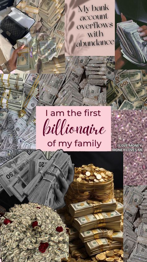 Money And Success Vision Board, First Billionaire In Family Aesthetic, Money Collage, Money Comes To Me Easily Wallpaper, Billionaire Lifestyle Aesthetic, Money Manifesting Wallpaper, 2024 Manifestation Money, Money Manifestation Images, Manifest More Money