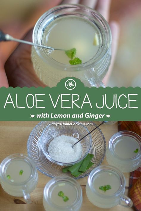 Homemade fresh aloe vera juice recipe with the hint of lemon and ginger. #aloejuice #detoxdrinks via @srividhyam Aloe Vera Juice Recipes, Aloe Vera Juice Drink, Healthy Nutrition Plan, Nutrition Chart, Fresh Aloe Vera, Detox Juice Recipes, Aloe Juice, Brown Spots Removal, Detox Water Recipes