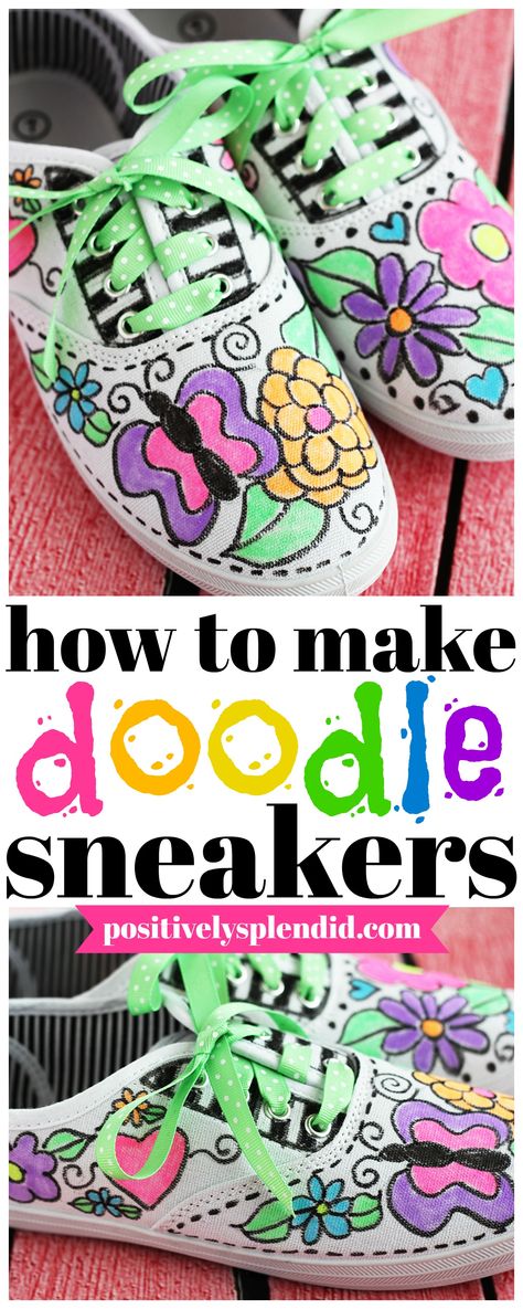 Doodle Fabric Marker Pen Embellished Canvas Sneakers Fabric Marker Ideas, Sneaker Painting, Amy Bell, How To Make Doodle, Marker Ideas, Activity Planner, Fabric Pens, Refashioned Clothing, Diy Sneakers