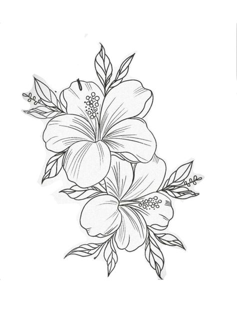 Hibiscus Floral Tattoo, Hibiscus Arm Tattoos For Women, Hibiscus Flower Hip Tattoo, Beach Floral Tattoo, Jasmine Flower Tattoo Design, Hubiskis Flower Tattoo, Colorful Hibiscus Tattoo, Hawian Flowers Drawings, Habisquis Flower Tat