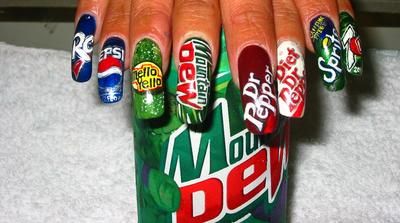 Soda Nails Crazy Nail Designs, Food Nails, Crazy Nail Art, Colorful Nail Art, Different Nail Designs, Colorful Nail, Creative Nail Designs, Crazy Nails, Latest Nail Art